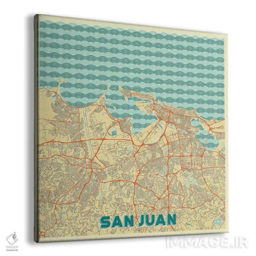 تابلو نقشه طرح شهری رترو سن خوآن اثر هوبرت روگوسکی - نمای پرسپکتیو محصول