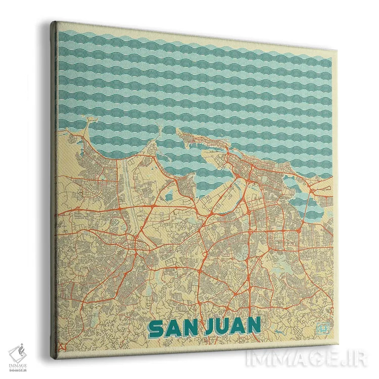 تابلو نقشه طرح شهری رترو سن خوآن اثر هوبرت روگوسکی - نمای پرسپکتیو محصول