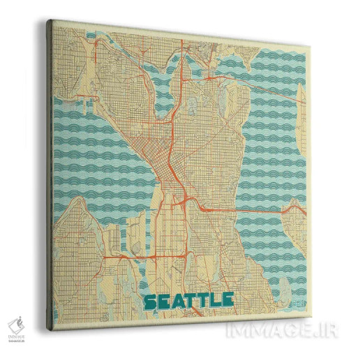 تابلو نقشه طرح شهری رترو سیاتل اثر هوبرت روگوسکی - نمای پرسپکتیو محصول