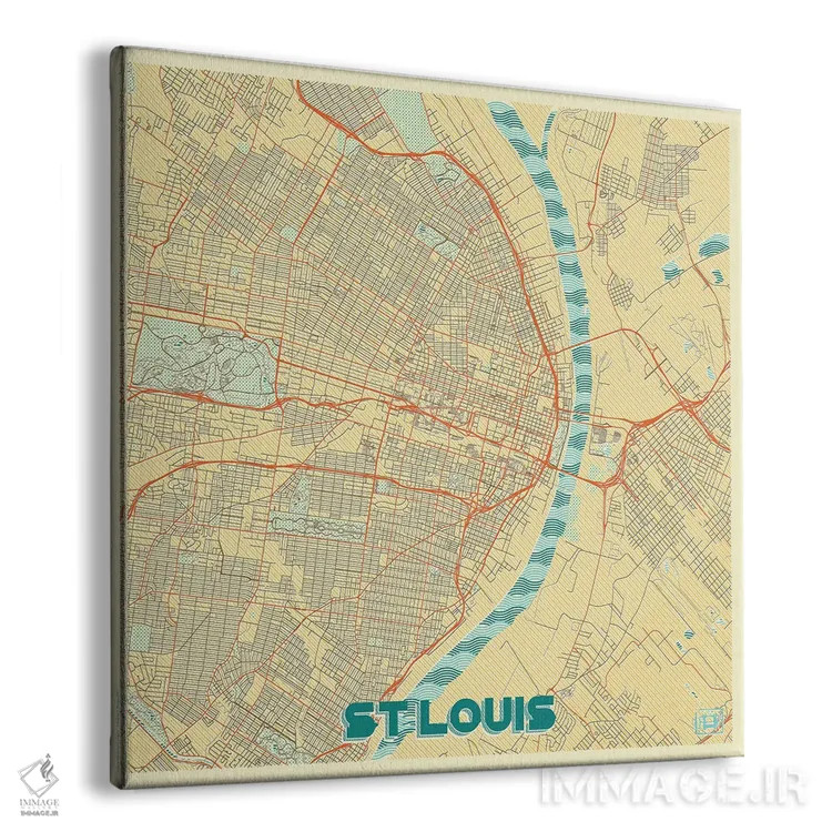 تابلو نقشه طرح شهری رترو سنت لوئیس اثر هوبرت روگوسکی - نمای پرسپکتیو محصول