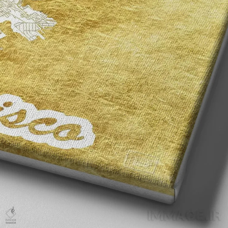 تابلو نقشه طرح شهری با برگ طلا سان فرانسیسکو اثر هوبرت روگوسکی - نمای نزدیک بافت بوم