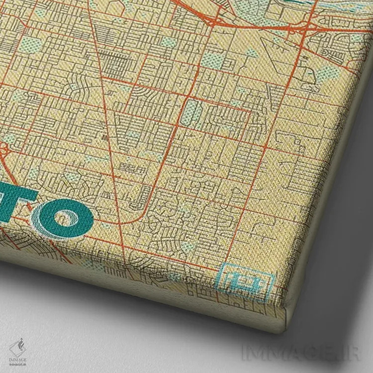 تابلو نقشه طرح شهری رترو ساکرامنتو اثر هوبرت روگوسکی - نمای نزدیک بافت بوم