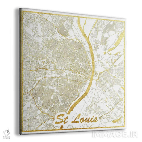 تابلو نقشه طرح شهری با برگ طلا سنت لوئیس اثر هوبرت روگوسکی - نمای پرسپکتیو محصول
