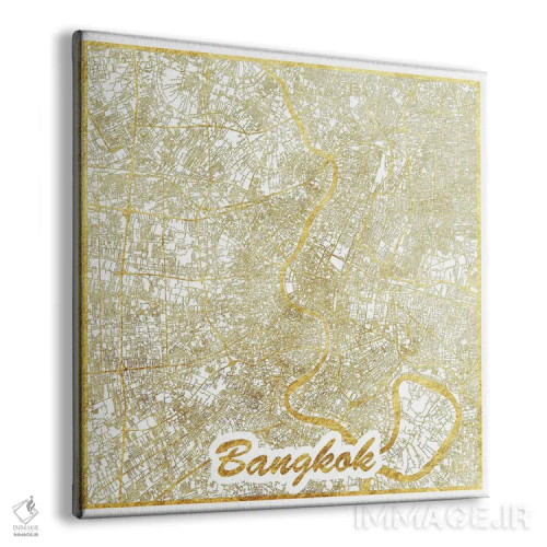تابلو نقشه طرح شهری با برگ طلا بانکوک اثر هوبرت روگوسکی - نمای پرسپکتیو محصول