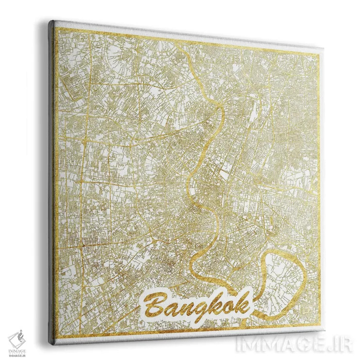 تابلو نقشه طرح شهری با برگ طلا بانکوک اثر هوبرت روگوسکی - نمای پرسپکتیو محصول