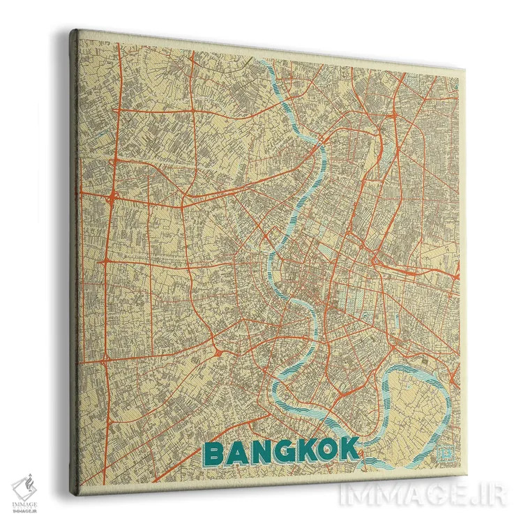 تابلو نقشه طرح شهری رترو بانکوک اثر هوبرت روگوسکی - نمای پرسپکتیو محصول