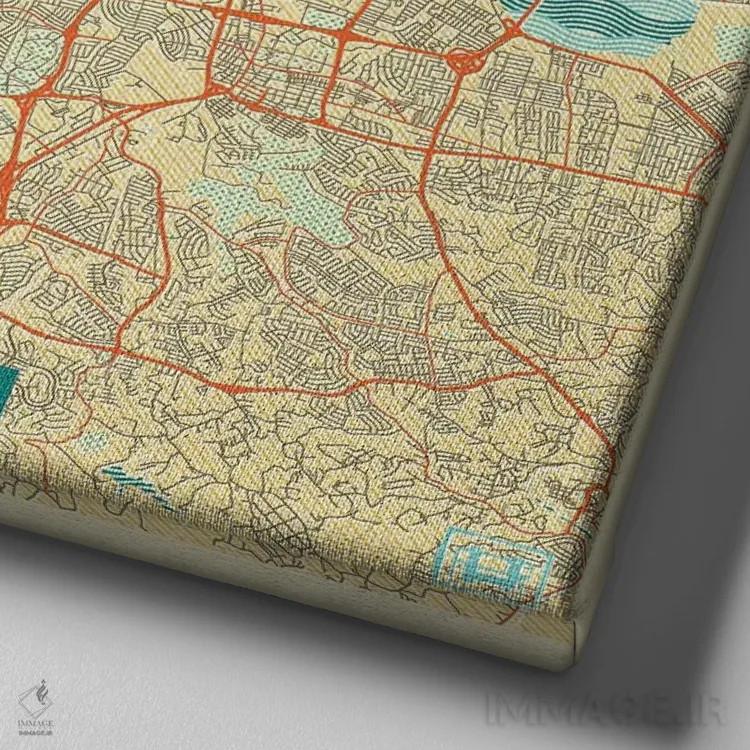 تابلو نقشه طرح شهری رترو سن خوآن اثر هوبرت روگوسکی - نمای نزدیک بافت بوم