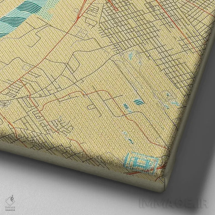 تابلو نقشه طرح شهری رترو سنت لوئیس اثر هوبرت روگوسکی - نمای نزدیک بافت بوم