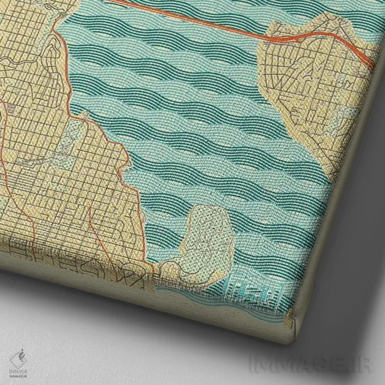 تابلو نقشه طرح شهری رترو سیاتل اثر هوبرت روگوسکی - نمای نزدیک بافت بوم