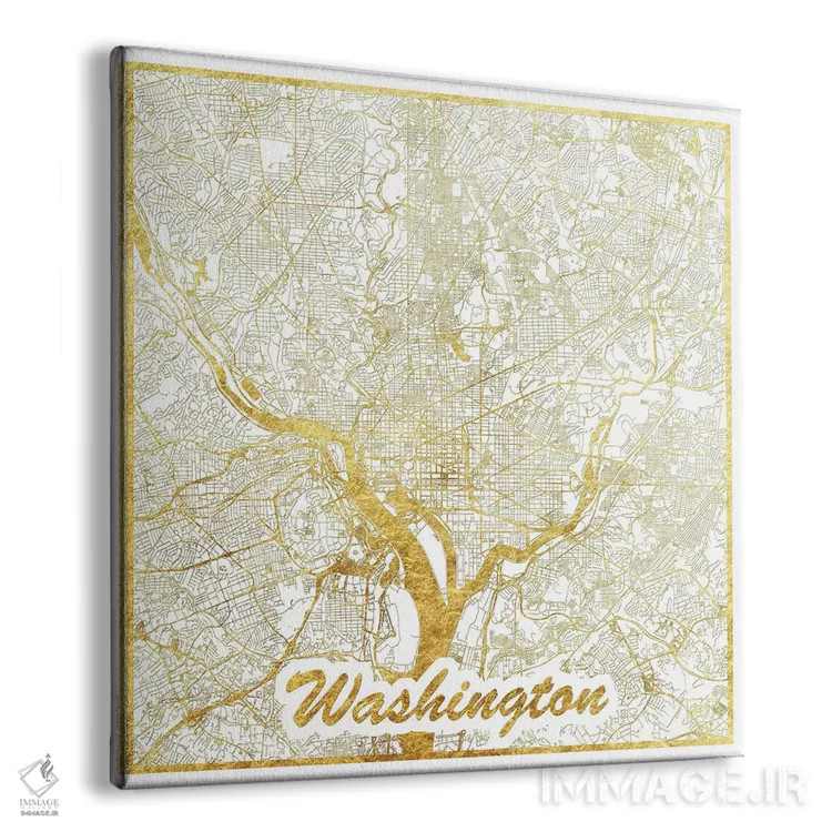 تابلو D.C. Gold Leaf Urban Blueprint Map,نقشه طرح شهری با برگ طلا واشینگتن دیسی اثر هوبرت روگوسکی - نمای پرسپکتیو محصول