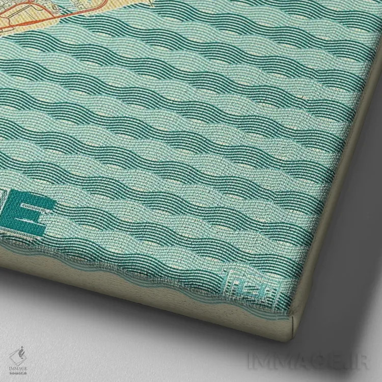 تابلو نقشه طرح شهری رترو سنگاپور اثر هوبرت روگوسکی - نمای نزدیک بافت بوم