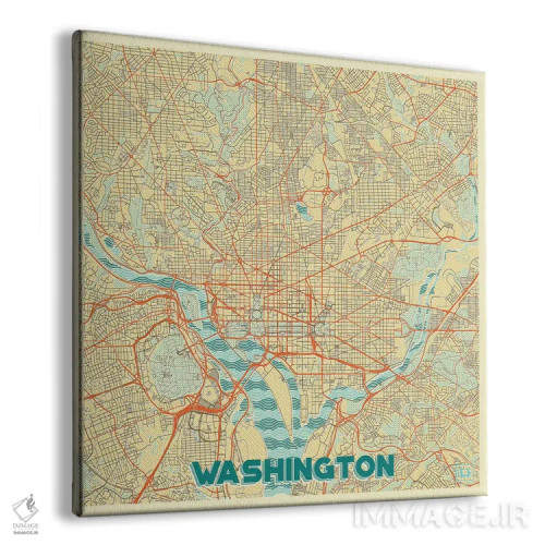 تابلو D.C. Retro Urban Blueprint Map,نقشه طرح شهری رترو واشینگتن دیسی اثر هوبرت روگوسکی - نمای پرسپکتیو محصول