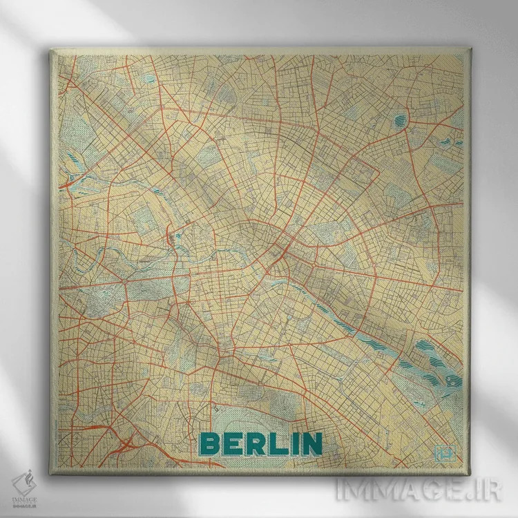 تابلو نقشه طرح شهری رترو برلین اثر هوبرت روگوسکی - نمای روبهرو روی دیوار