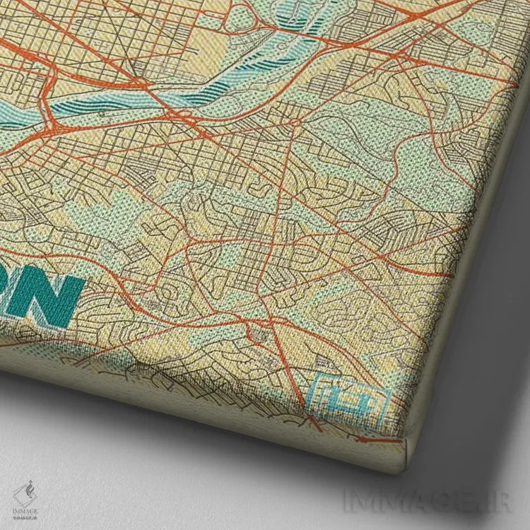 تابلو D.C. Retro Urban Blueprint Map,نقشه طرح شهری رترو واشینگتن دیسی اثر هوبرت روگوسکی - نمای نزدیک بافت بوم