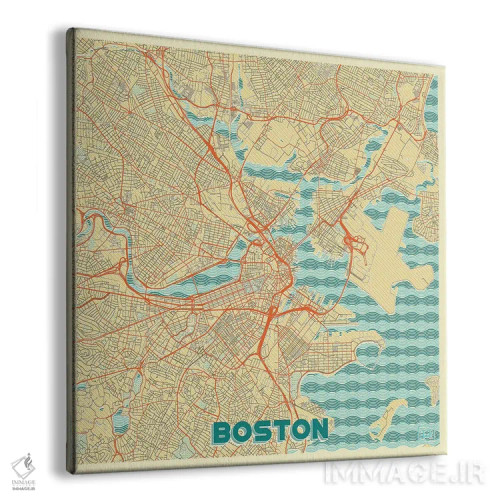 تابلو نقشه طرح شهری رترو بوستون اثر هوبرت روگوسکی - نمای پرسپکتیو محصول