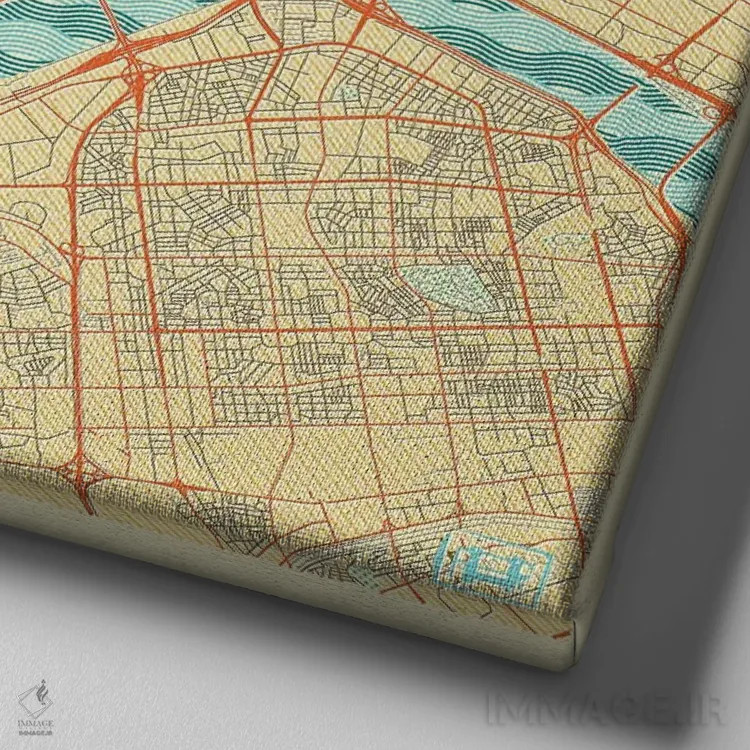 تابلو نقشه طرح شهری رترو سئول اثر هوبرت روگوسکی - نمای نزدیک بافت بوم