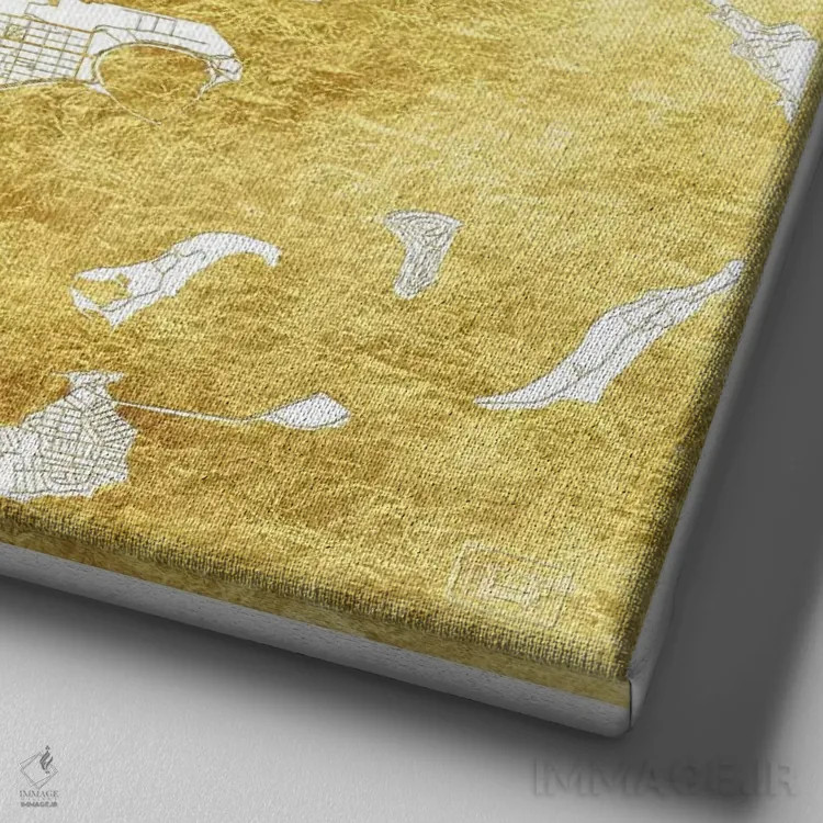 تابلو نقشه طرح شهری با برگ طلا بوستون اثر هوبرت روگوسکی - نمای نزدیک بافت بوم