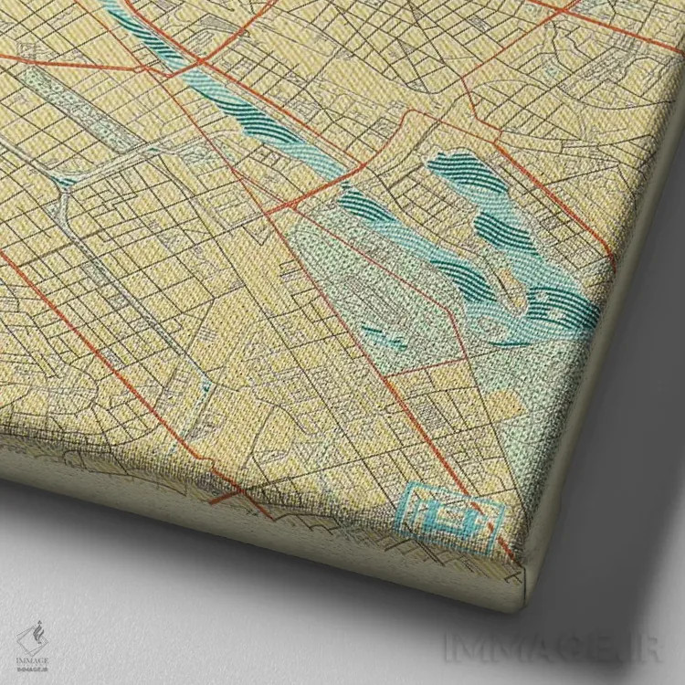 تابلو نقشه طرح شهری رترو برلین اثر هوبرت روگوسکی - نمای نزدیک بافت بوم