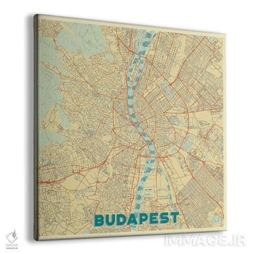 تابلو نقشه طرح شهری رترو بوداپست اثر هوبرت روگوسکی - نمای پرسپکتیو محصول