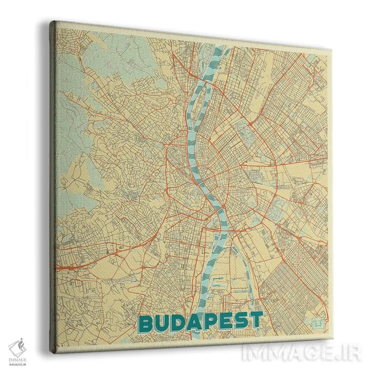 تابلو نقشه طرح شهری رترو بوداپست اثر هوبرت روگوسکی - نمای پرسپکتیو محصول