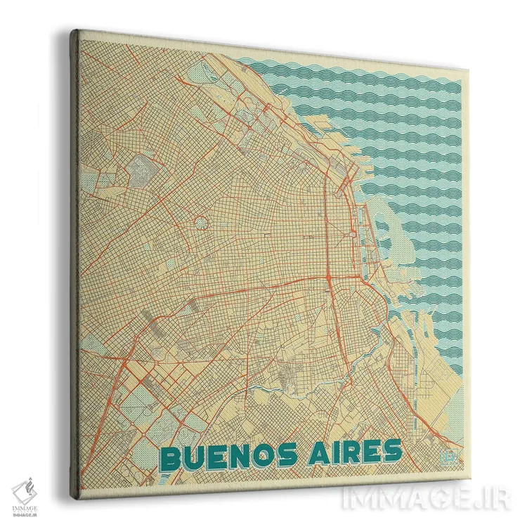 تابلو نقشه طرح شهری رترو بوئنوس آیرس اثر هوبرت روگوسکی - نمای پرسپکتیو محصول