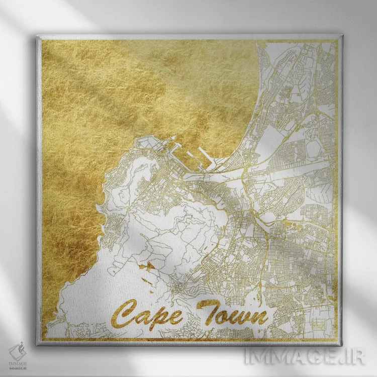 تابلو نقشه طرح شهری با برگ طلا کیپتاون اثر هوبرت روگوسکی - نمای روبهرو روی دیوار