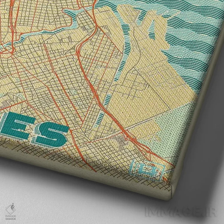 تابلو نقشه طرح شهری رترو بوئنوس آیرس اثر هوبرت روگوسکی - نمای نزدیک بافت بوم