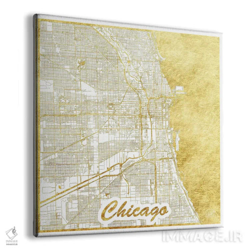 تابلو نقشه طرح شهری برگ طلایی شیکاگو اثر هوبرت روگوسکی - نمای پرسپکتیو محصول