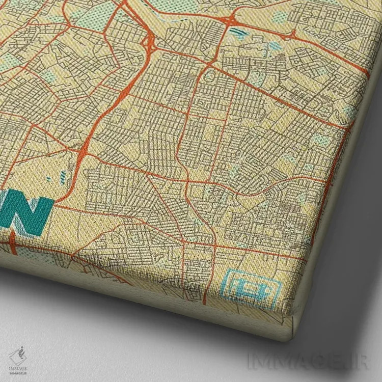 تابلو نقشه طرح شهری رترو کیپتاون اثر هوبرت روگوسکی - نمای نزدیک بافت بوم