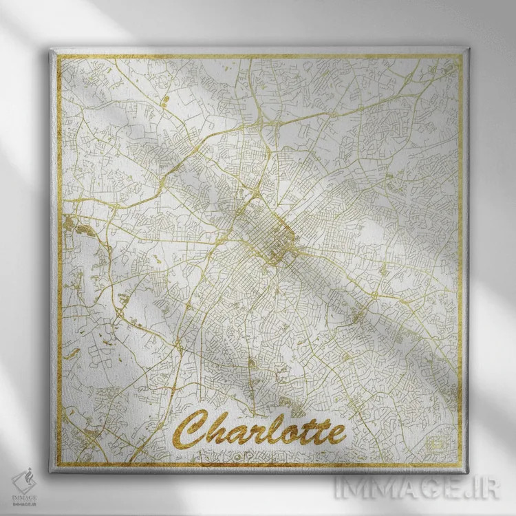 تابلو نقشه طرح شهری برگ طلایی شارلوت اثر هوبرت روگوسکی - نمای روبهرو روی دیوار