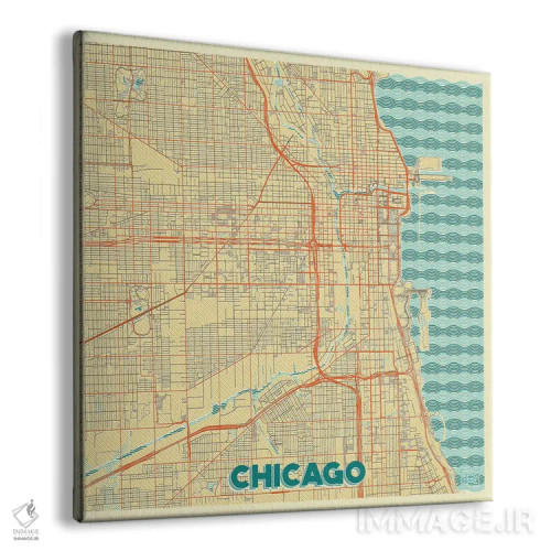 تابلو نقشه طرح شهری رترو شیکاگو اثر هوبرت روگوسکی - نمای پرسپکتیو محصول