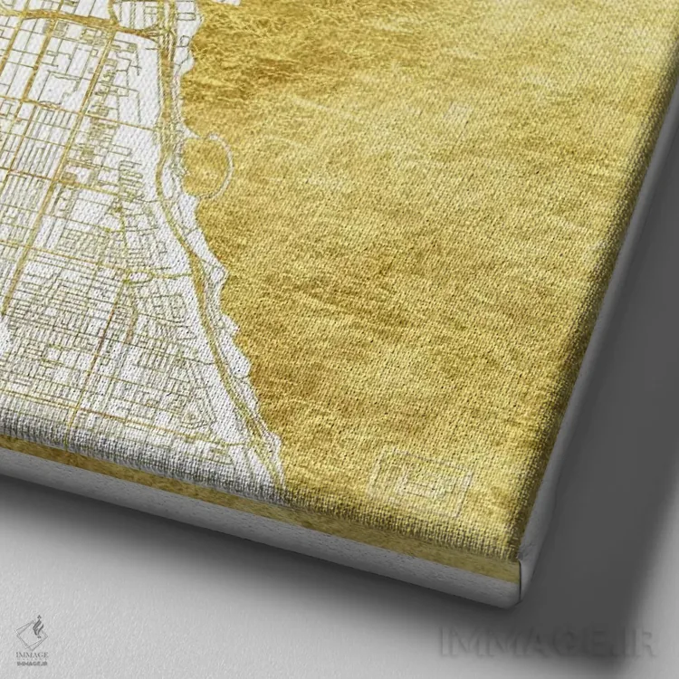 تابلو نقشه طرح شهری برگ طلایی شیکاگو اثر هوبرت روگوسکی - نمای نزدیک بافت بوم