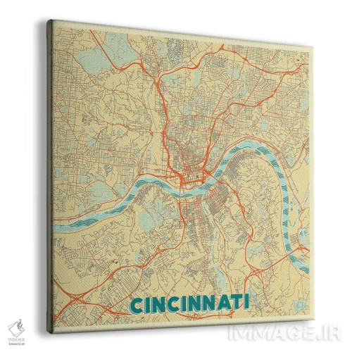 تابلو نقشه طرح شهری رترو سینسیناتی اثر هوبرت روگوسکی - نمای پرسپکتیو محصول