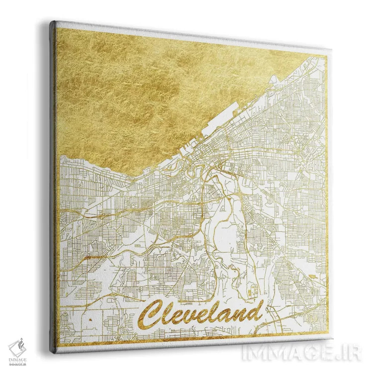 تابلو نقشه طرح شهری برگ طلایی کلیولند اثر هوبرت روگوسکی - نمای پرسپکتیو محصول