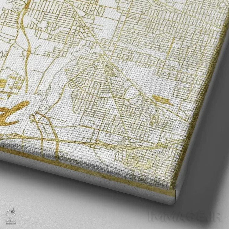 تابلو نقشه طرح شهری برگ طلایی کلیولند اثر هوبرت روگوسکی - نمای نزدیک بافت بوم