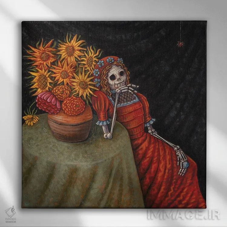 تابلو گفتگو با یک عنکبوت اثر هالی وود - نمای روبهرو روی دیوار