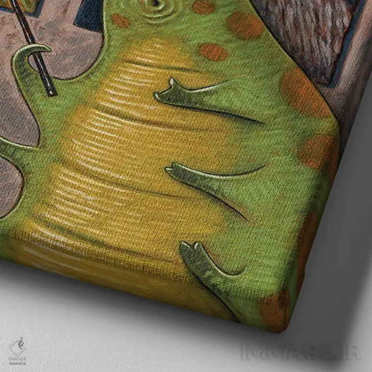 تابلو چهرههای بید اثر هالی وود - نمای نزدیک بافت بوم