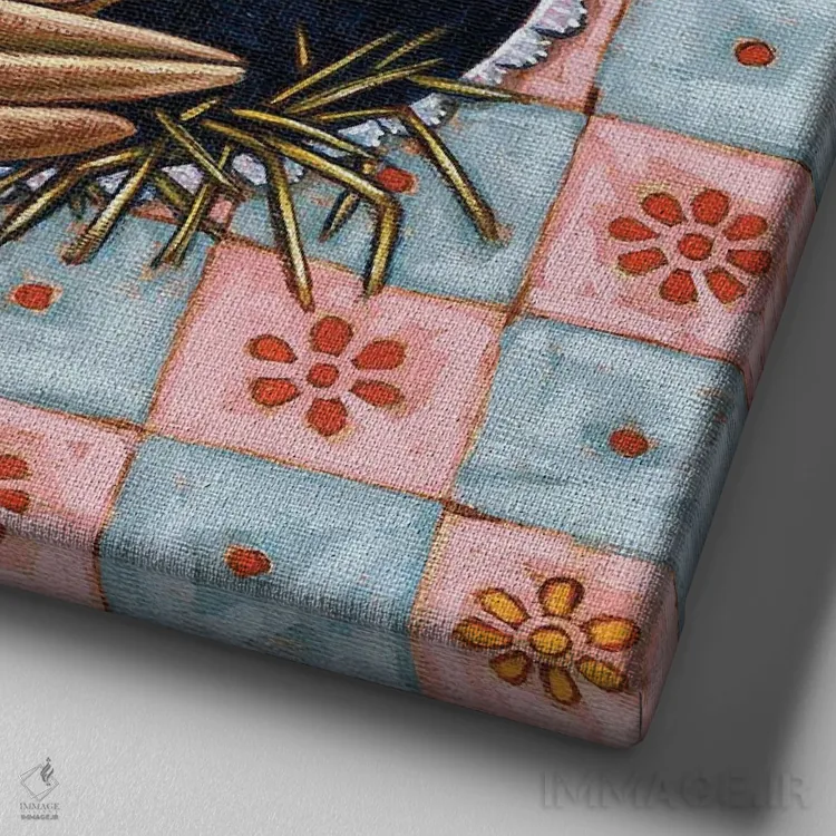 تابلو غرور و شادی اثر هالی وود - نمای نزدیک بافت بوم