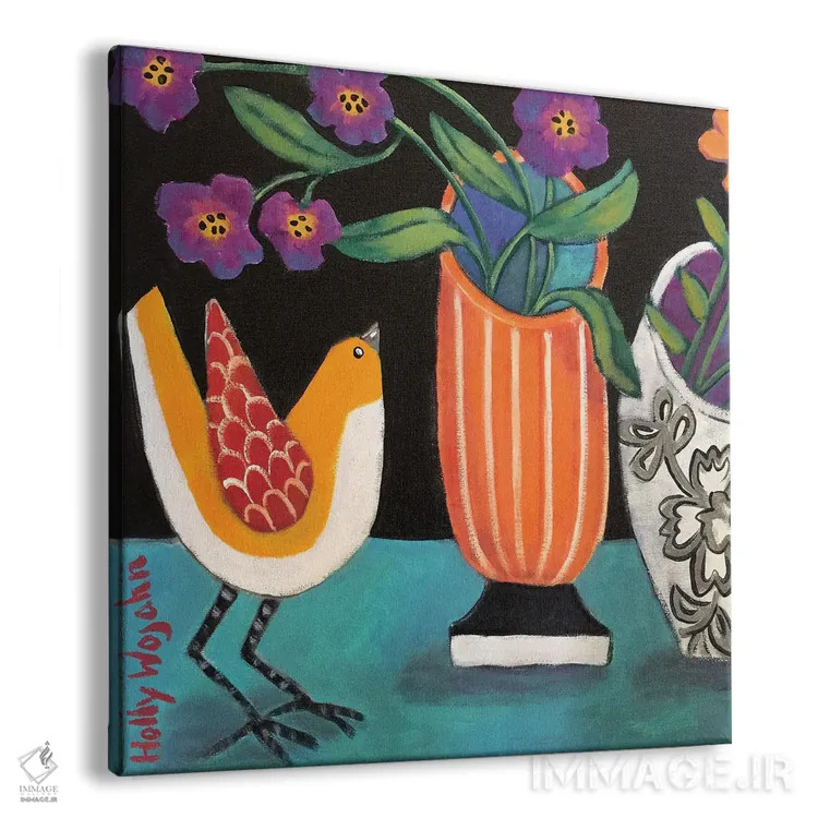 تابلو دو گلدان شاد دیگر و جیکجیک اضافه اثر هالی وُجاهن - نمای پرسپکتیو محصول