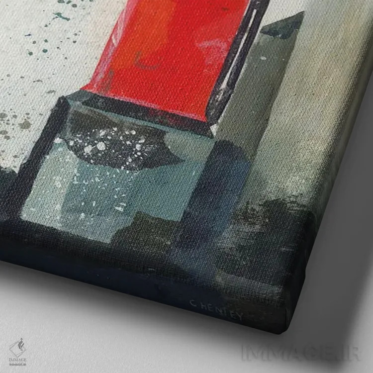 تابلو پمپ بنزینها، سنت ماوز (شهر کوچک انگلیس) اثر کلر هنلی - نمای نزدیک بافت بوم