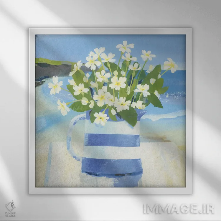 تابلو بهار در پورتکرنیک (خلیج کوچک در کورنوال) اثر کلر هنلی - نمای قابدار سفید