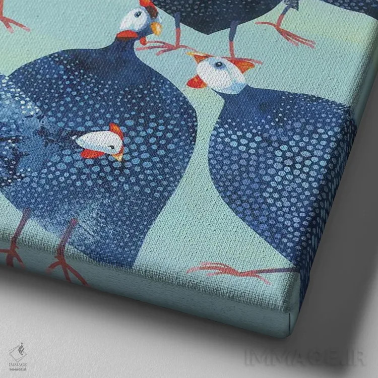 تابلو سردرگمی مرغ مروارید اثر کلر هنلی - نمای نزدیک بافت بوم