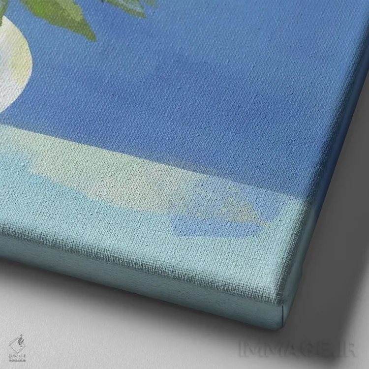 تابلو گل هللبور در ماگ نقش بید اثر کلر هنلی - نمای نزدیک بافت بوم