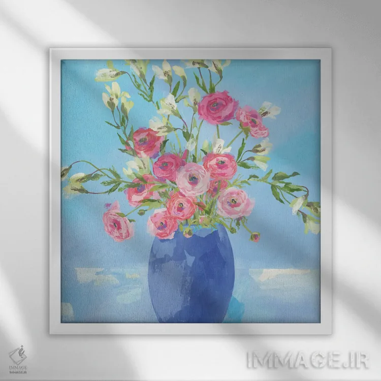 تابلو آلاله (نوعی گل) اثر کلر هنلی - نمای قابدار سفید