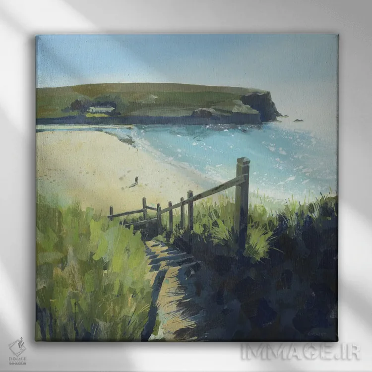 تابلو پلهها به ساحل، ماگان پورت اثر کلر هنلی - نمای روبهرو روی دیوار