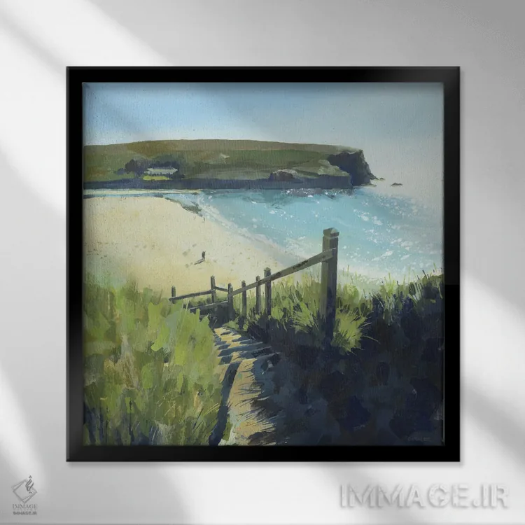 تابلو پلهها به ساحل، ماگان پورت اثر کلر هنلی - نمای قابدار مشکی