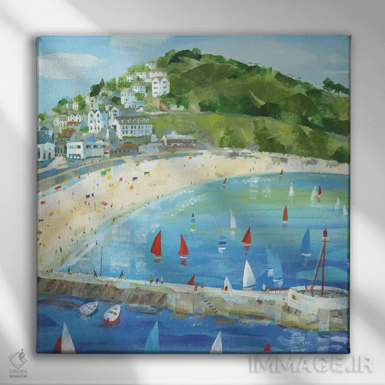 تابلو لوئو (شهر ساحلی در انگلستان) اثر کلر هنلی - نمای روبهرو روی دیوار