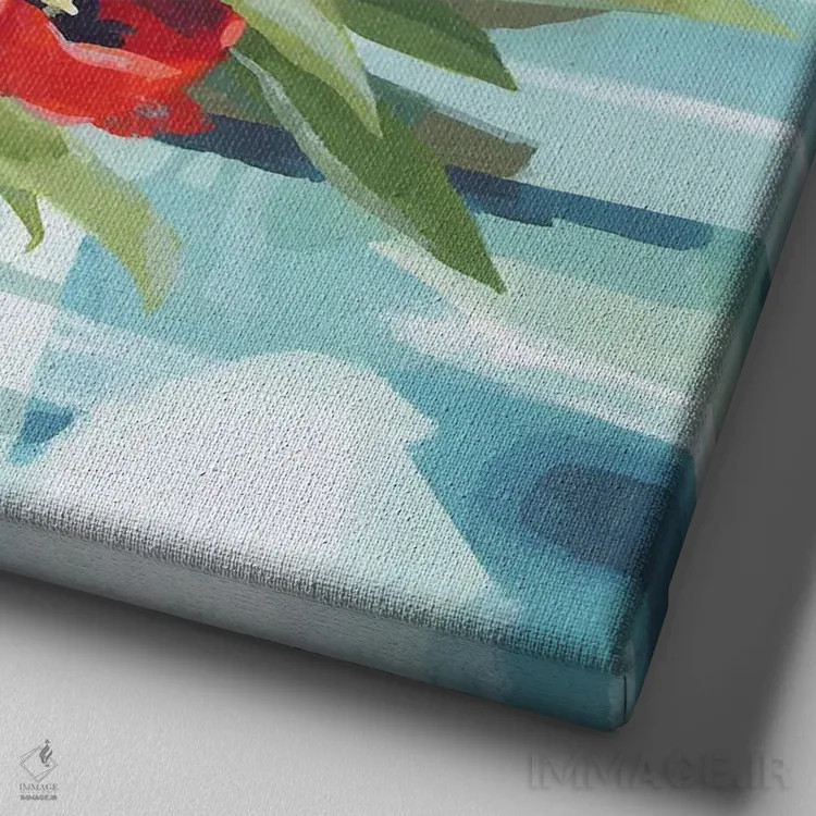 تابلو گلهایی از فیلی و جولیا اثر کلر هنلی - نمای نزدیک بافت بوم