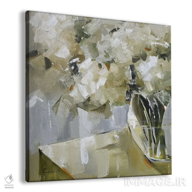 تابلو دسته گل سفید اثر مارینا هریهورنکو - نمای پرسپکتیو محصول