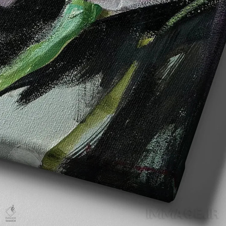 تابلو سه گل صدتومانی اثر مارینا هریهورنکو - نمای نزدیک بافت بوم